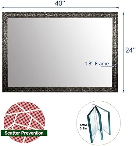H A 40x24 Wall Mounted Mirror with Wooden Frame