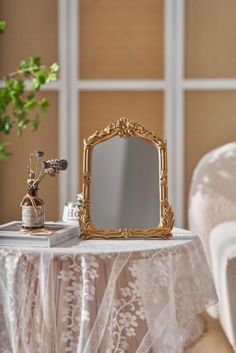 Baroque Style Vanity Mirror with Antique Gold Frame