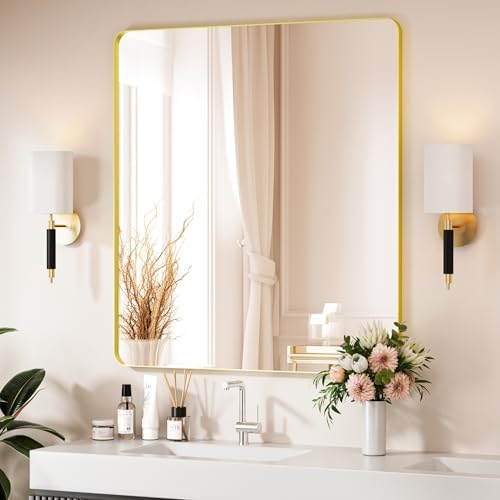 Venusmiles Gold Bathroom Mirror 40X36 Inch 1