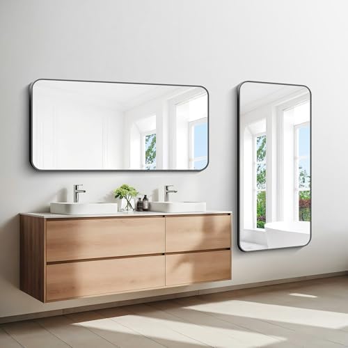 BONEWEI 24x48 Inch Black Rectangle Mirror