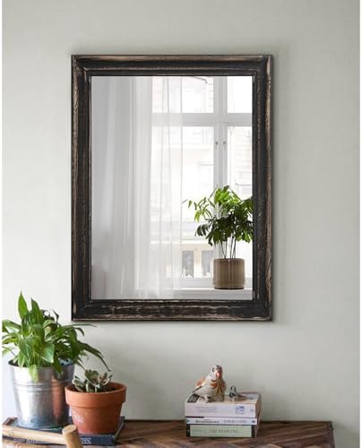 Rustic Wood Framed Wall Mirror 16x12 Inch