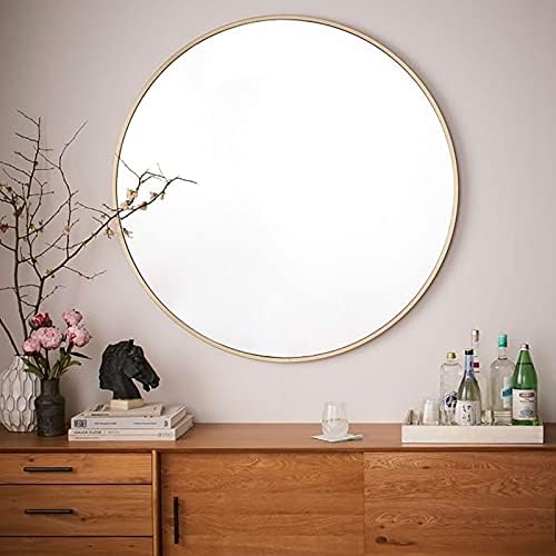 WXZX Round Vanity Mirror with GoldBlack Metal Frame