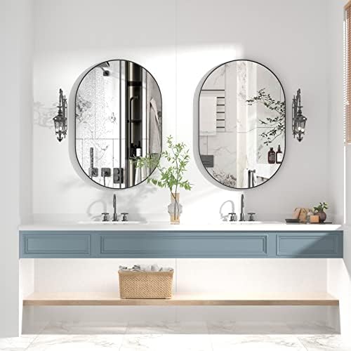 CASSILANDO Oval Mirror 20x30 Black Metal Frame