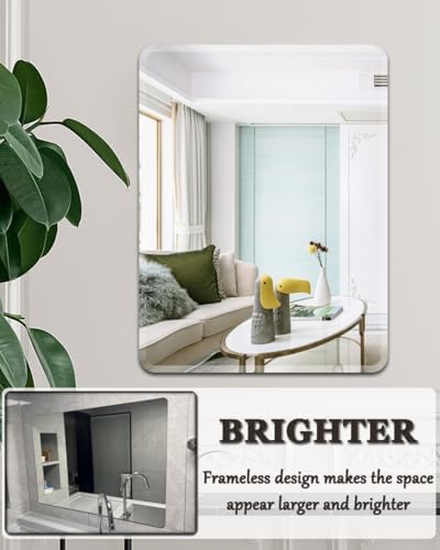Frameless Bathroom Mirror with Bevelled Edges and Anti-Explosion Safety