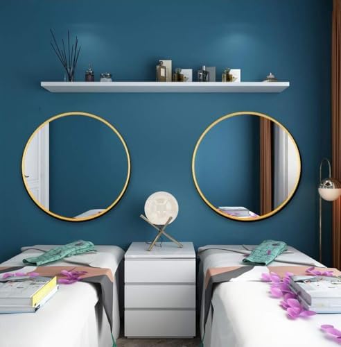 JLVAWIN Decorative Round Mirror with Gold Metal Frame 40cm