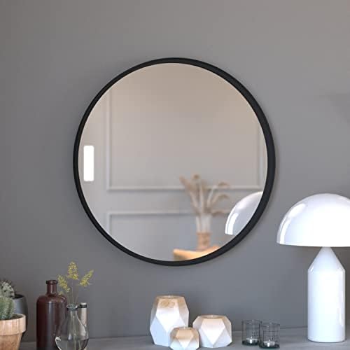 Merrick Lane Monaco Round Accent Mirror - 30 Black Frame
