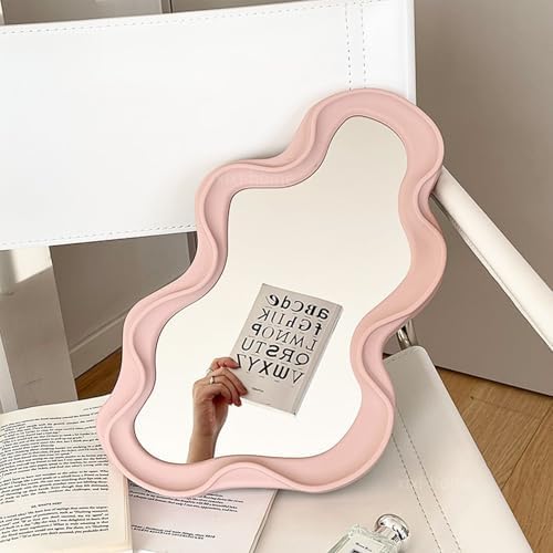 Irregular Wall Mirror with Hook Pink 16x102in Modern Decor