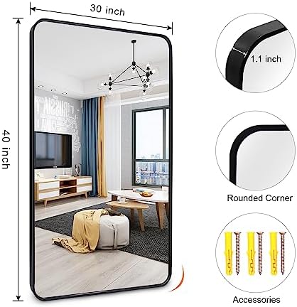 ARTWIND 40x30 Inch Modern Wall Mirror with Black Frame