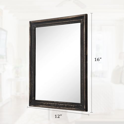 Rustic Wood Framed Wall Mirror 16x12 Inch