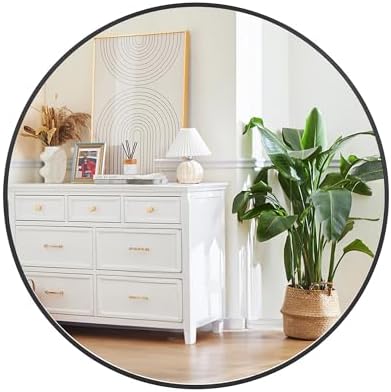 GarveeHome 18 Inch Black Round Bathroom Mirror
