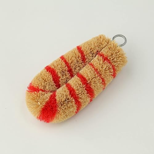 Slim Tawashi Brush Set of 2 Red Stripes Natural Coconut Fiber