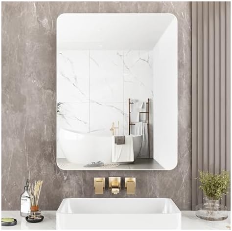 NOIRDA Rectangular Framed Mirror 30x40cm White Modern Bathroom Decor