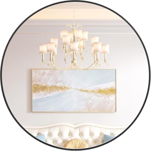 GAOMON 18 Inch Modern Round Wall Mirror with Black Metal Frame