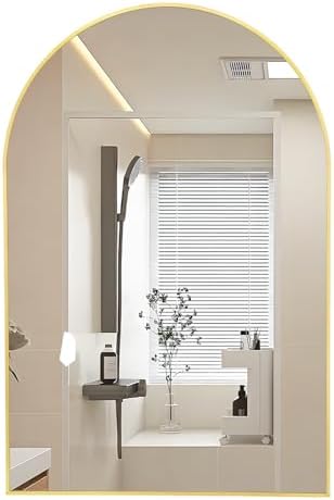 PUZONJIG 20x30 Arched Gold Bathroom Mirror