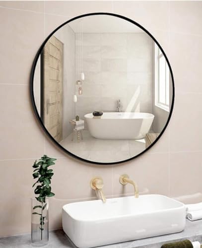JLVAWIN 20inch GoldBlack Round Metal Frame Mirror