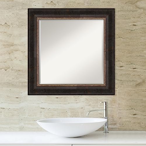 Amanti Art Black Bathroom Mirror 26x26 with Traditional Frame