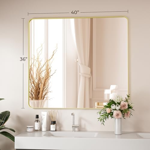 Venusmiles Gold Bathroom Mirror 40X36 Inch 1