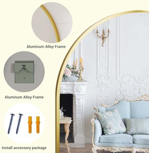 30x40 Arched Bathroom Mirror with Gold Frame