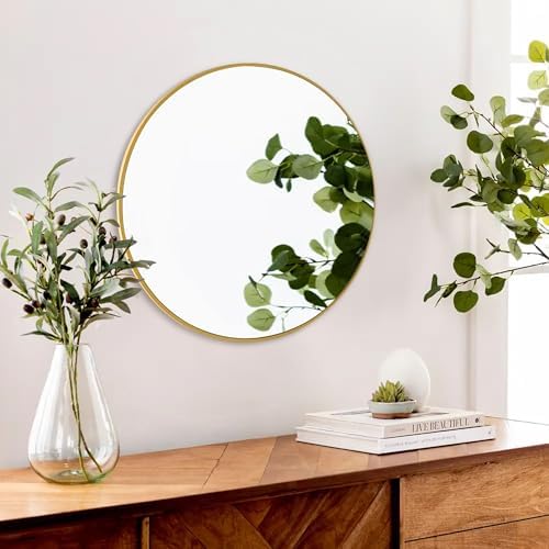 Modern 24 Inch Gold Round Wall Mirror