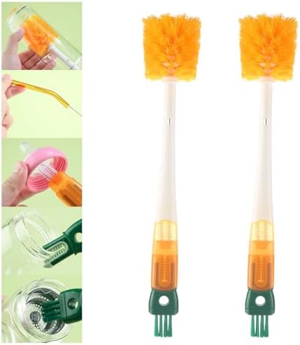 Asennine 5-in-1 Water Bottle Brush Cleaner Set - 2 Sets Orange