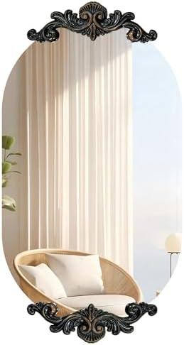 Artloge 40x20in Frameless Oval Mirror with Baroque Frame
