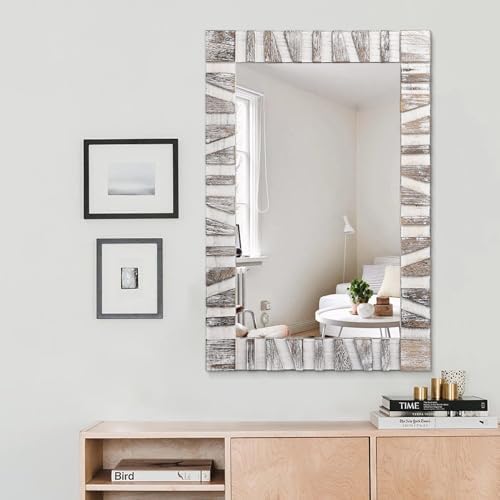Rustic Wooden Frame Mirror 26x18 for Bathroom Bedroom Living Room