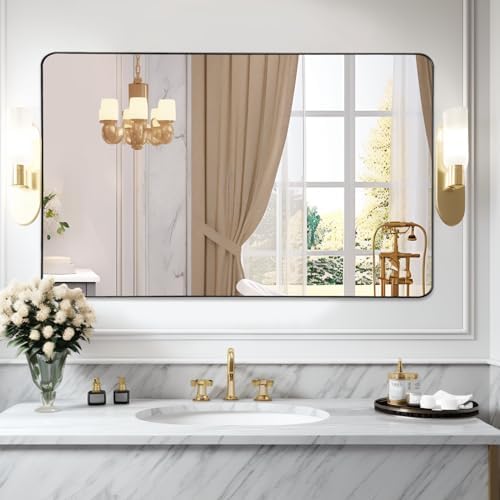 Mirrorons 48x30 Inch Black Matte Wall Mirror