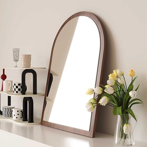 Bcofo Arched Wood Framed Bathroom Mirror Black 35x55cm