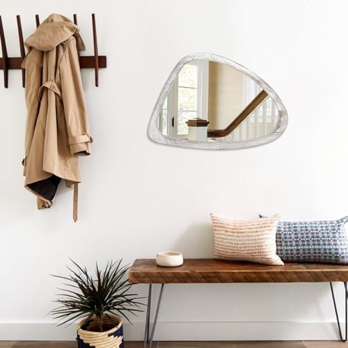 Asymmetrical Wood Oval Mirror for Wall Decor