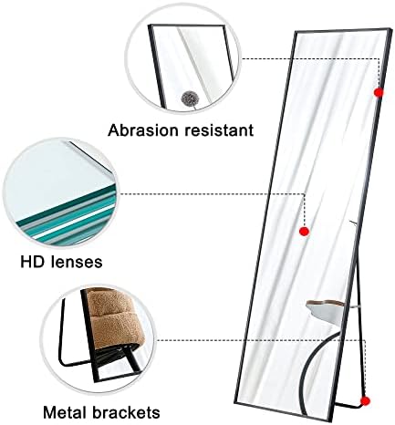 LENA LACED Full-Length Mirror 65x23 Inch Modern Black Frame Wall Mount