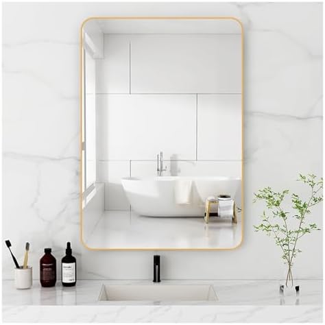 NOIRDA Gold Rectangular Framed Wall Mirror 30x40cm