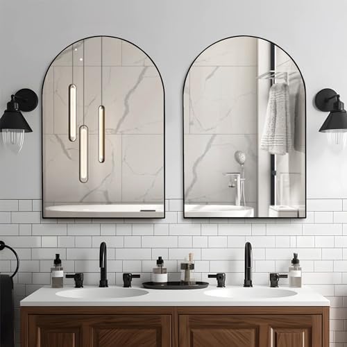 Arched Black Bathroom Mirror 20x30 Inch