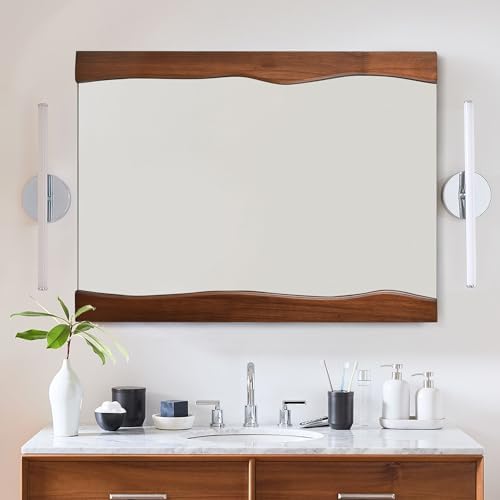 Tanmicoshomy Irregular Rectangle Wood Wall Mirror with Live Edge Frame 1
