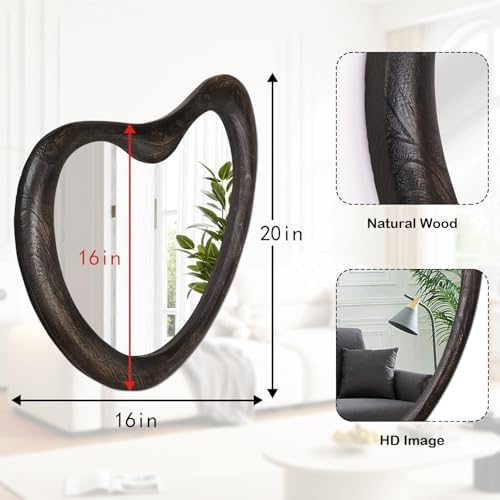 Irregular Wall Mirror with Rustic Black Wood Frame
