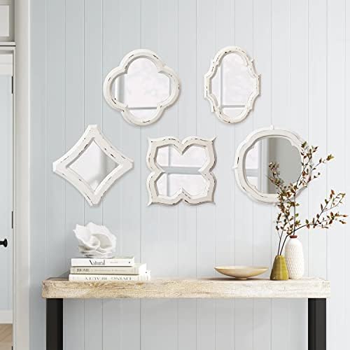 Sintosin Rustic Wooden Round Bathroom Mirror