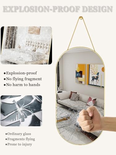 Full Body Mirror with Braided Hanging Rope Black