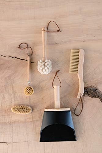 Creative Co-Op Beech Wood Dish Brush with Leather Strap