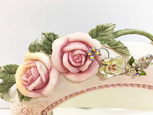 Pink Rose Standing Jeweled Vanity Mirror 1