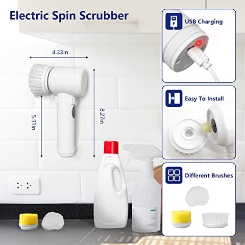 BTRICL Electric Cleaning Scrubber with 3 Brush Heads 1