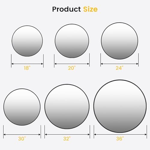 GAOMON 18 Inch Circle Mirror with Black Gold Frame