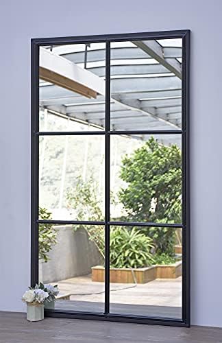 PARISLOFT Rectangular Farmhouse Tall Wall Mirror 48 Inches Black