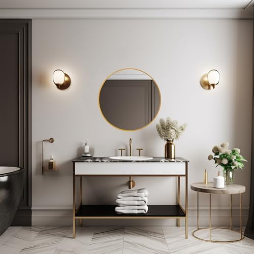Sunniry 18 Inch Gold Round Mirror for Wall