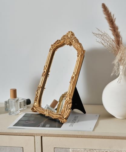 Baroque Style Vanity Mirror with Antique Gold Frame