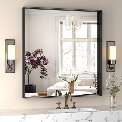 16x20 Inch Matte Black Aluminum Frame Mirror