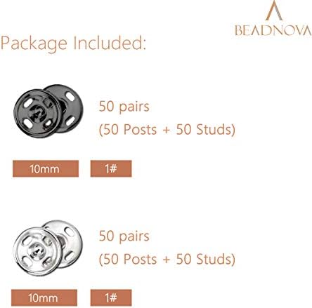 BEADNOVA Snaps Buttons 100 Sets 2 Colors 1