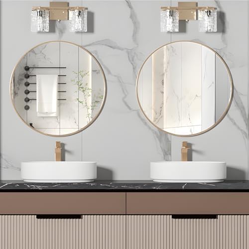CONGUILIAO 24 Inch Round Gold Wall Mirror Set