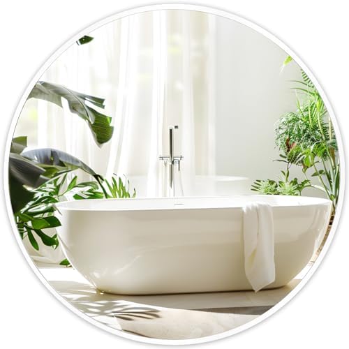 Fabuday 24 Inch Round Matte Black Wall Mirror