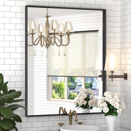 16x20 Inch Matte Black Aluminum Frame Mirror
