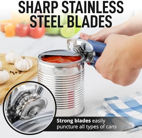Zulay Kitchen Manual Can Opener with Bottle Opener - Blue