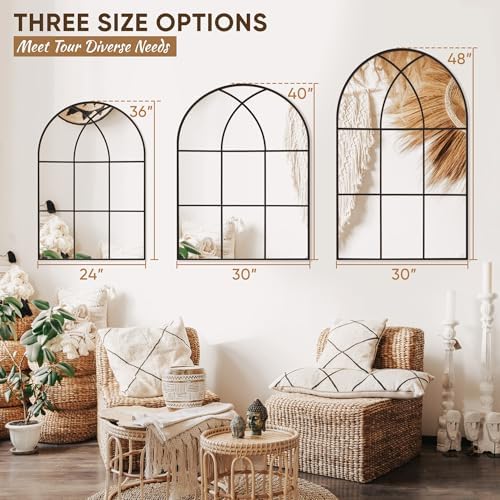 Antok Arched Wall Mirror 30x40 Black Frame
